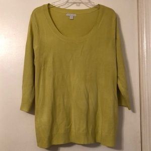 Lime green 3/4 sleeve sweater.